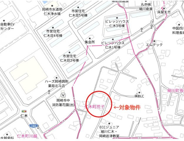 岡崎市仁木町字荒子46-1の周辺