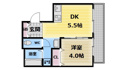 【間取り】 | 新深江駅より徒歩５分のゆとりの１DKタイプ