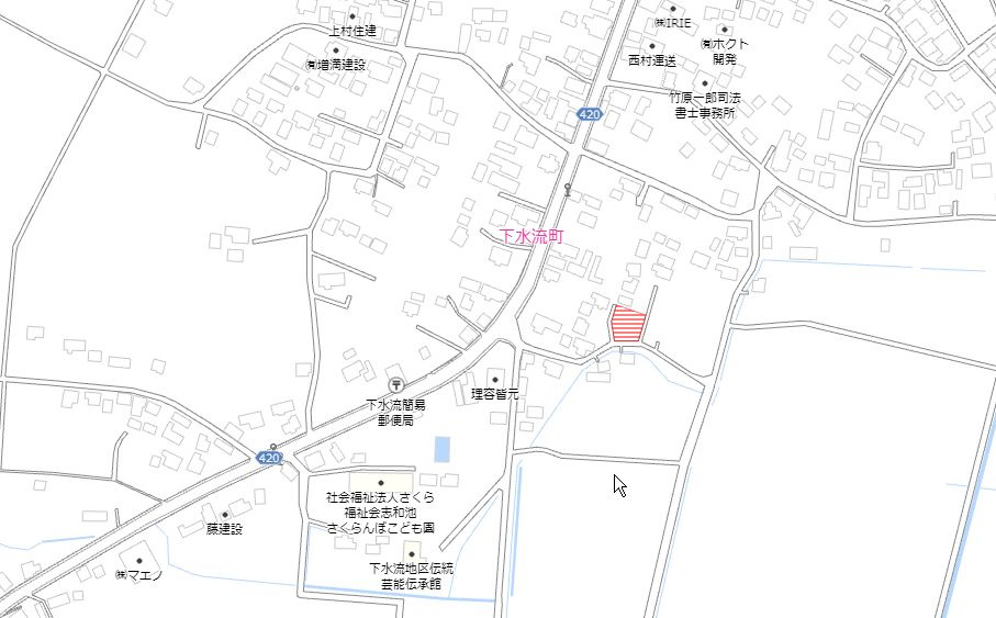 都城市下水流町の売地の土地図