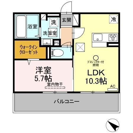 熊本市東区下南部１丁目のアパートの間取り