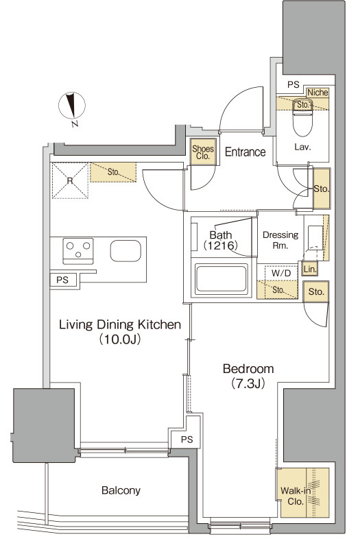 ザ・パークハビオ本郷菊坂の間取り|1LDK