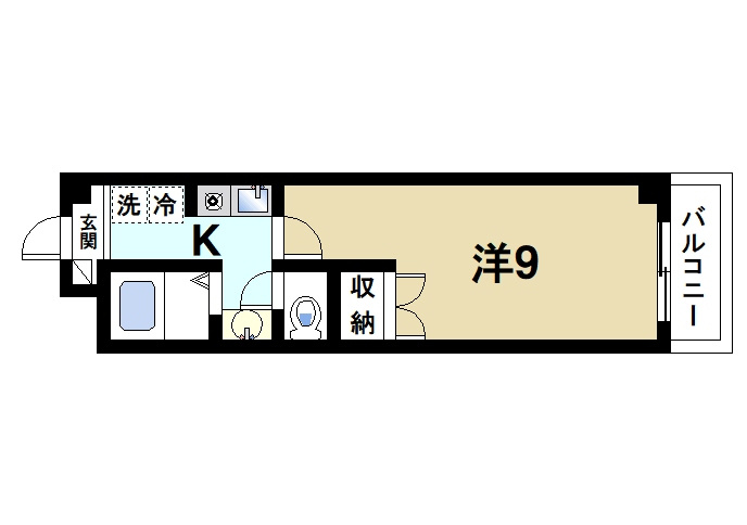 クレセール杉ヶ町の間取り|お一人暮らしにピッタリの1Ｋのお部屋です。