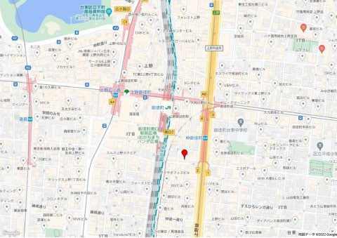 台東区上野５丁目の事務所の地図