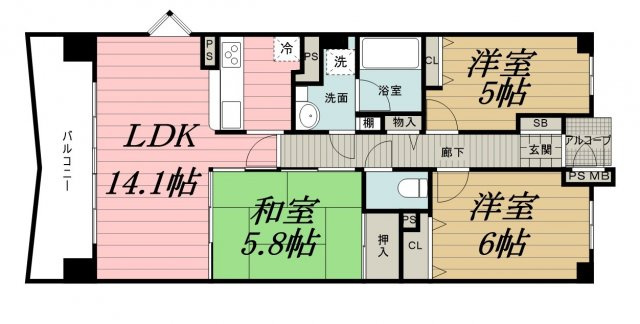 ライオンズマンション千葉グランドタワーの間取り