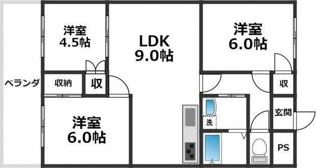 サンライフ弁天　　　刈谷市近郊の賃貸はクラスホームの間取り