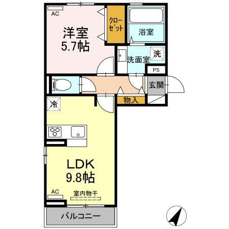 熊本市中央区渡鹿６丁目のアパートの間取り