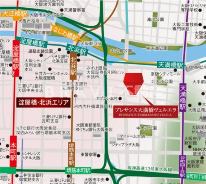 プレサンス天満橋ヴェルエラ BRAVI不動産の地図|【プレサンス天満橋ヴェルエラ】