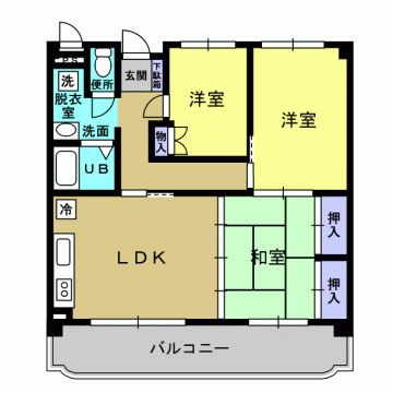 熊本市南区江越１丁目の賃貸マンションの間取り