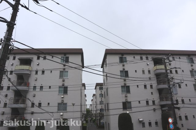 幹線谷津マンションの展望|前面は谷津遊園ハイツがございます。その建物は太陽の陽射しを遮りません。