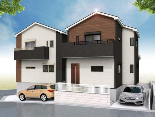 【横浜市保土ケ谷区瀬戸ケ谷町243-64新築戸建て１号棟】★仲介手数料無料★（瀬戸ヶ谷小学校・岩崎中学校）の外観パース|2022年5月完成予定です。