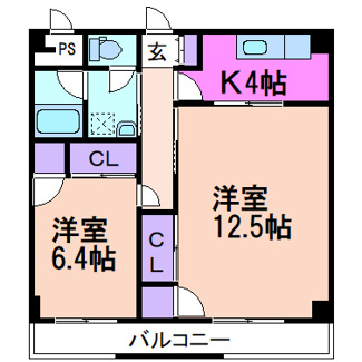 【間取り】 | グランドハイツ | 反転タイプの間取りです