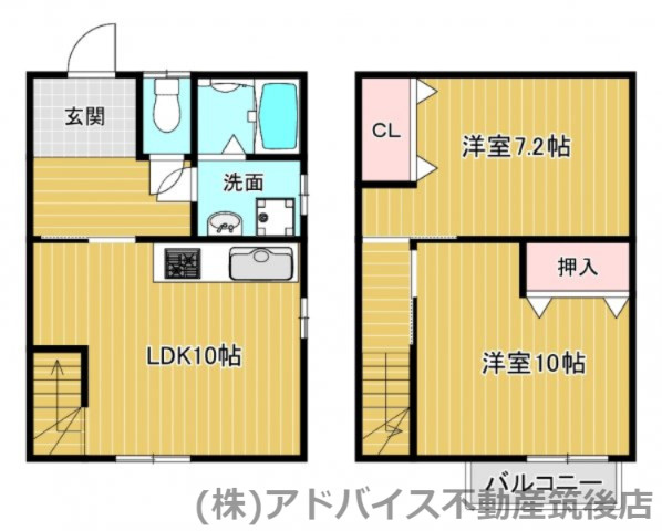 八女市祈祷院のアパートの間取り