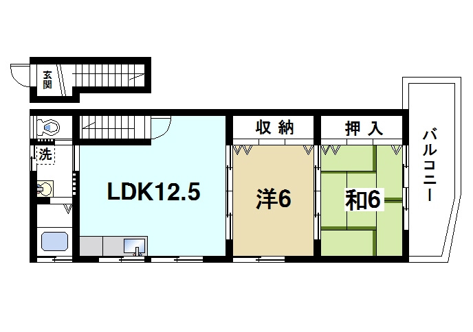 R-15郡山ハイツの間取り|2LDKの広いお部屋です
