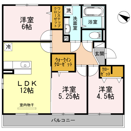 熊本市中央区帯山１丁目のアパートの間取り