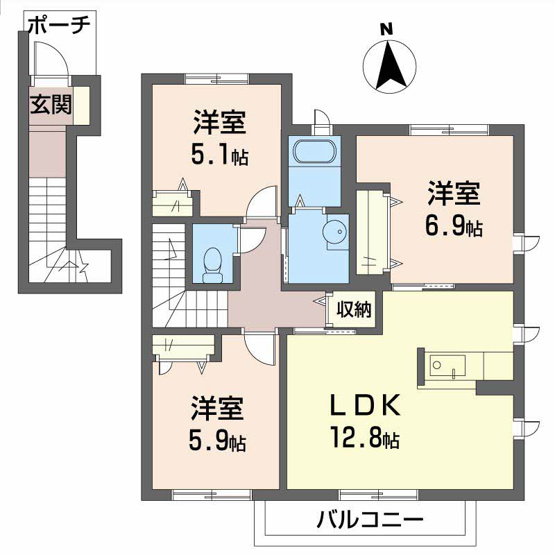 【間取り】 | シャーメゾンロイヤルヒルズⅡ