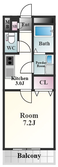 プレゾンの間取り|１Ｋの間取り