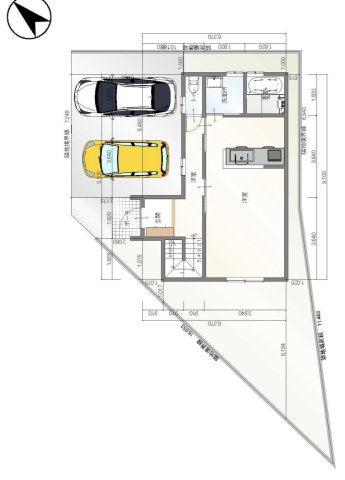 丸山町土地の土地図＋建物プラン例|プラン例（1階）です。