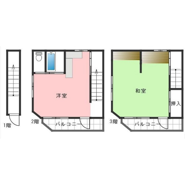 岐阜市茜部新所１丁目のアパートの間取り