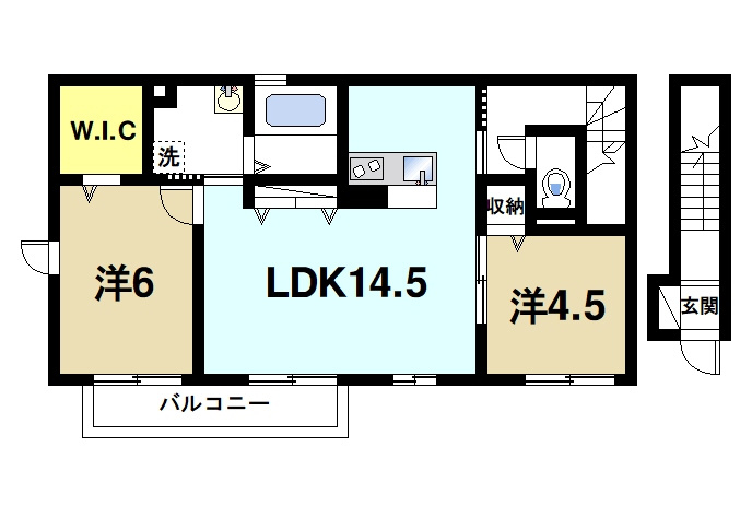 メゾンラフィーネ（外山）の間取り|2LDKの間取り