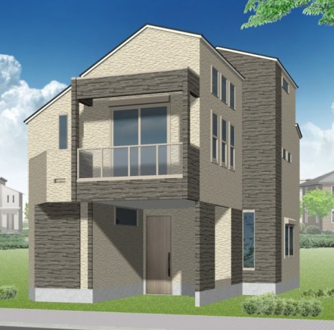 【外観パース】 | 「梅ヶ丘」徒歩８分♪ 広々４LDK 固定階段式小屋裏収納付の新築戸建♪ | 完成予想図(A号棟)