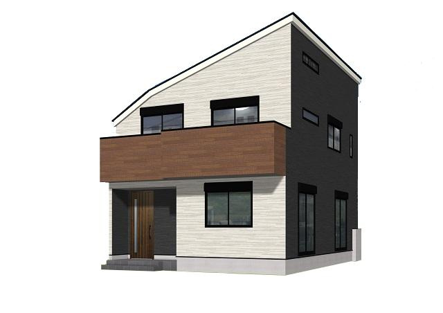 【横浜市旭区二俣川１丁目26-22新築戸建てA号棟】★仲介手数料無料★（二俣川小学校・万騎が原中学校）の外観パース|2022年8月完成予定。完成が楽しみですね。