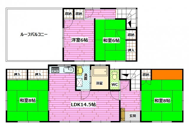 安芸郡海田町曙町の一戸建ての間取り