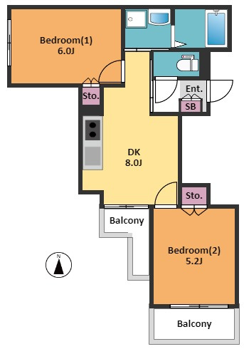 【間取り】 | HEBEL MAISON四谷 | 2DK　南向きの明るいお部屋