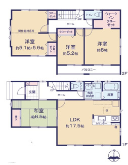 【間取り】 | 高崎市下中居町４期　新築戸建　Ricca　２号棟（全2棟）