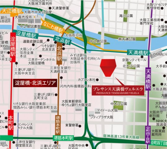 プレサンス天満橋ヴェルエラ BRAVI不動産の地図|【プレサンス天満橋ヴェルエラ】