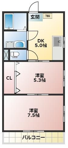 メロディハイム愛宕山の間取り|※反転の場合あり