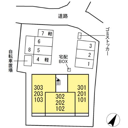 熊本市中央区渡鹿６丁目のアパートの区画図