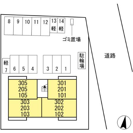 熊本市東区長嶺東８丁目のアパートの区画図