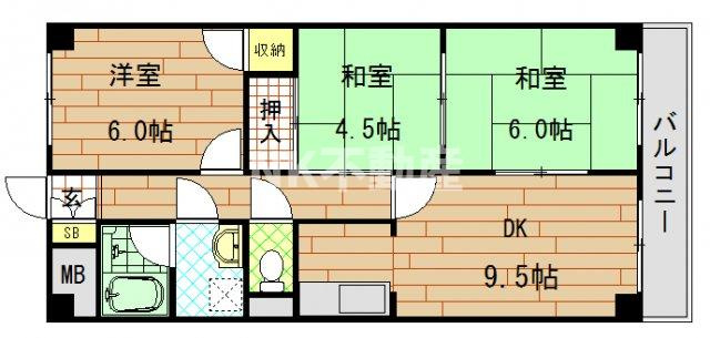 【間取り】 | オリエントレジデンス新庄（鴻池新田賃貸） | 間取りです