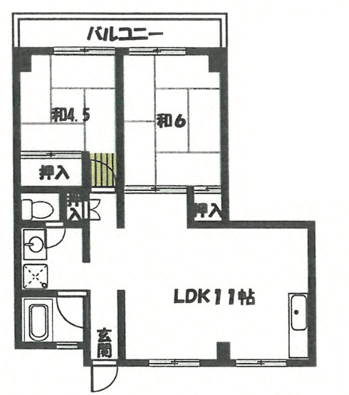 【間取り】 | 坪内マンション | １室和室から洋室に改装済み