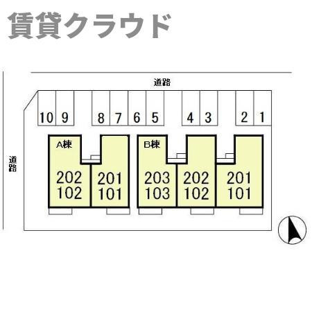 クレールシャンブル　Bの区画図