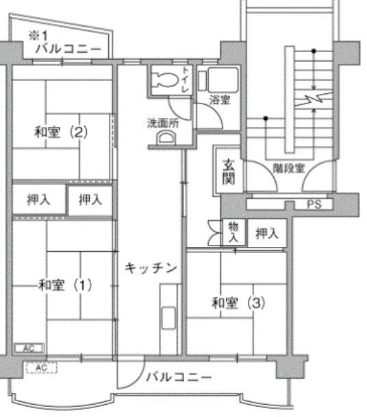 UR取手戸頭（3K_3B9）の間取り
