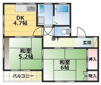 【間取り】 | コーポ玉戸西原2号館