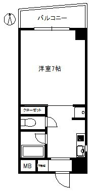 インペリアル舞鶴の間取り|インペリアル舞鶴（1K）　間取り