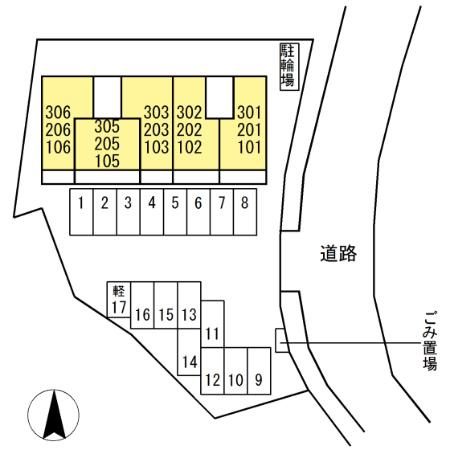 熊本市西区横手１丁目のアパートの区画図