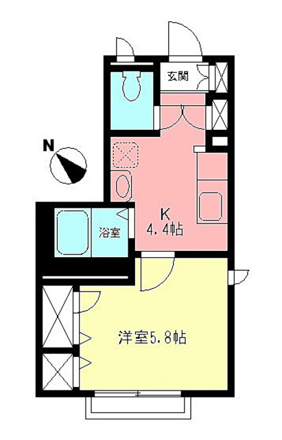 ディアコートの間取り|単身者に人気に1Kタイプです