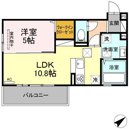 熊本市北区黒髪７丁目のアパートの間取り