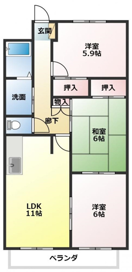 【間取り】 | クレストパレス学園前 | 使いやすい間取りです。