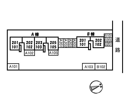 リバティ松本　B棟の区画図