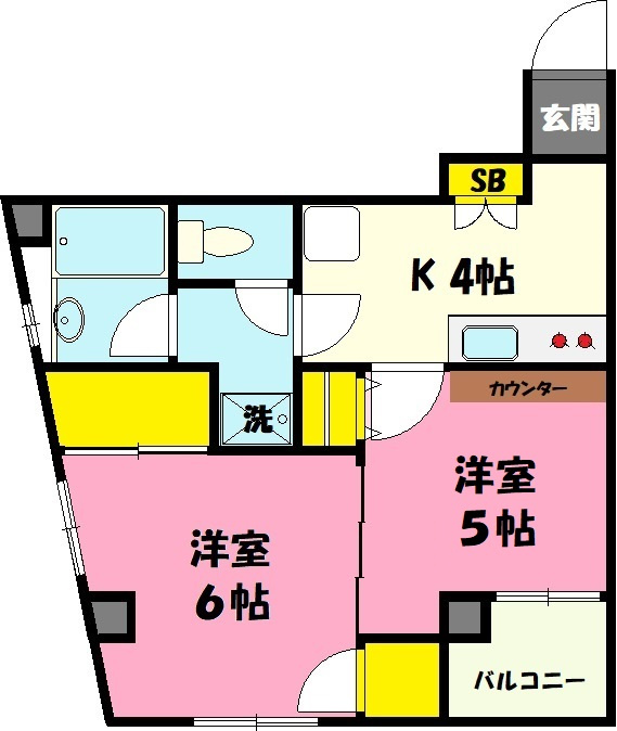 スリーベルズの間取り|南向きで収納豊富な角部屋♪