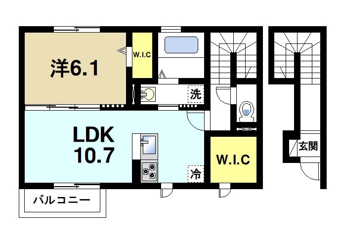 アンソレイユK.J.の間取り|1LDKの間取り
