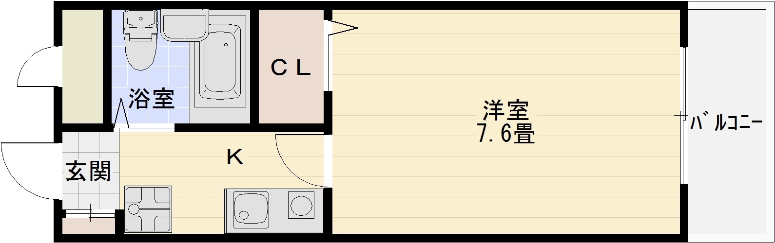 オレンジハウス2の間取り|河内国分駅　関西福祉科学大学　関西女子短期大学　大阪教育大学　1K