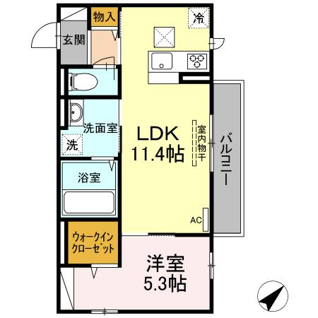 【間取り】 | セレーノ別宮 | 1LDKタイプのお部屋です