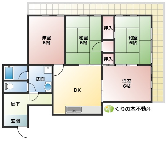 【間取り】 | 高木第7ビル | 4DKタイプのお部屋です