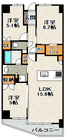 ハイネスクラウズ宝塚清荒神　夢奏館の間取り