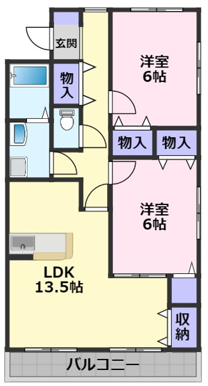 【間取り】 | シルクピア大西B